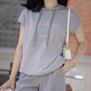 COLIN WANG Sleeveless Hoodie “THE ULTIMATE GRACE” Gray Top - Size M